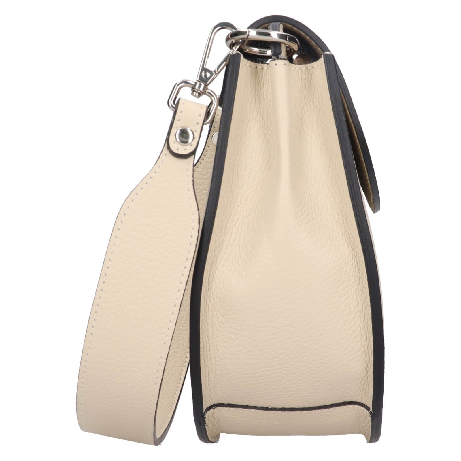 Kožená crossbody kabelka Italia Locita, krémová 4