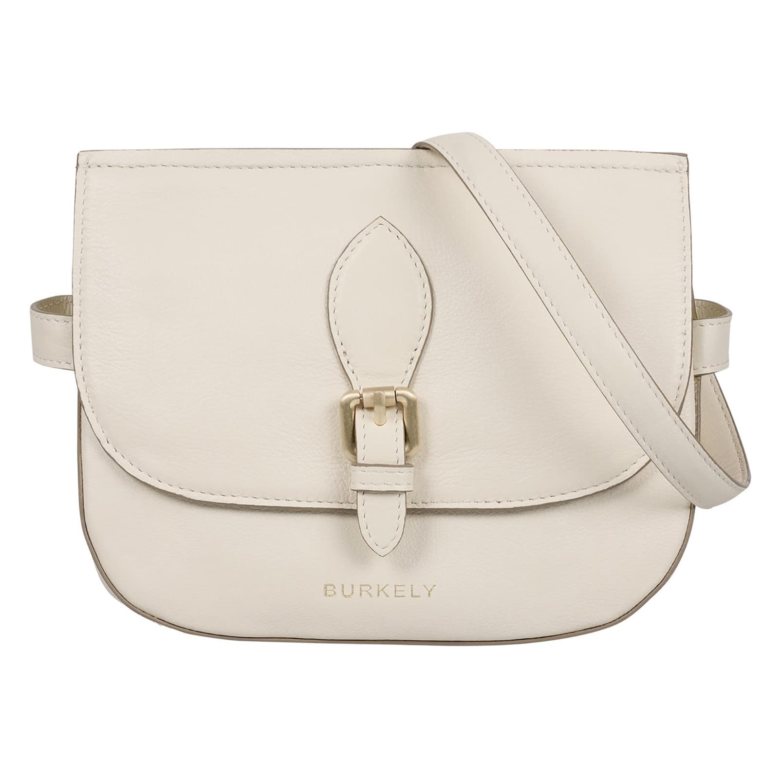 Crossbody kožená kabelka Burkely Moja, krémová