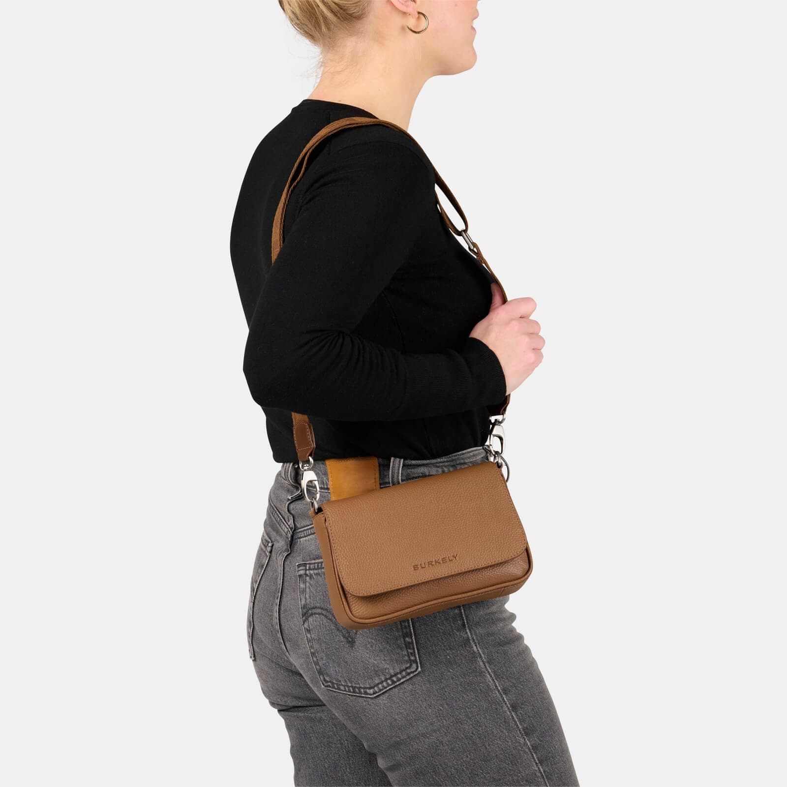 Crossbody kožená kabelka Burkely Ava, hnědá 5