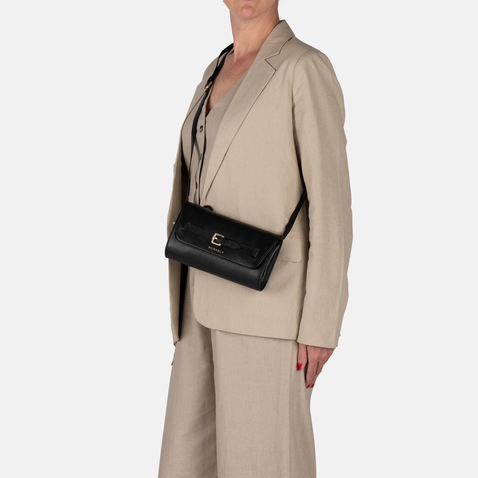 Crossbody kožená kabelka Burkely Clutch, černá 5