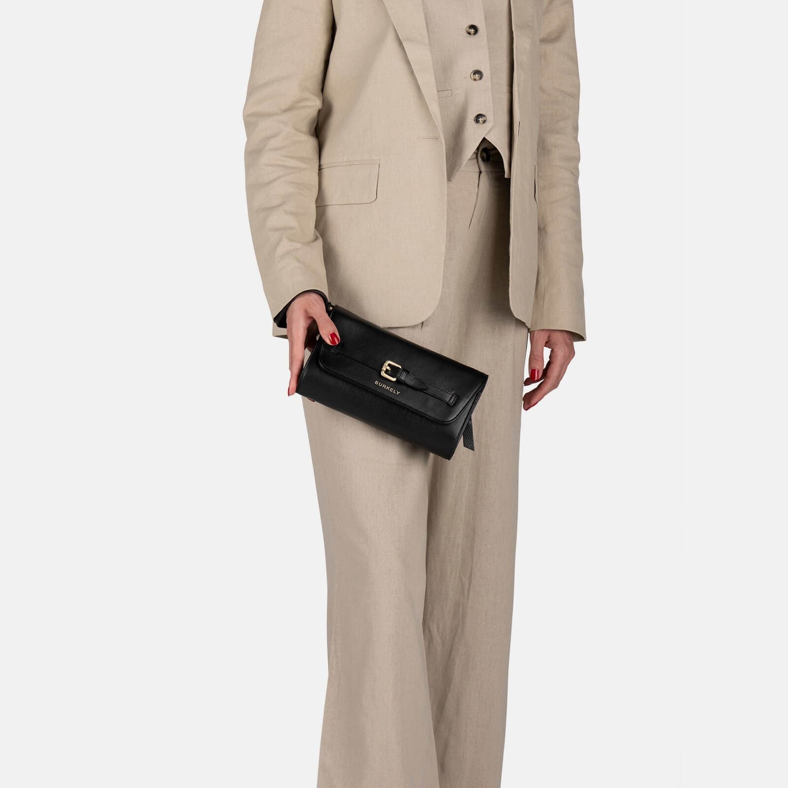 Crossbody kožená kabelka Burkely Clutch, černá 6