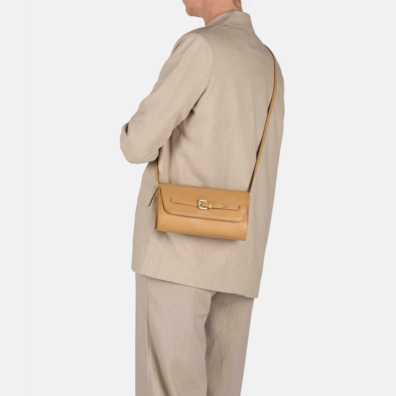 Crossbody kožená kabelka Burkely Clutch, hnědá 5