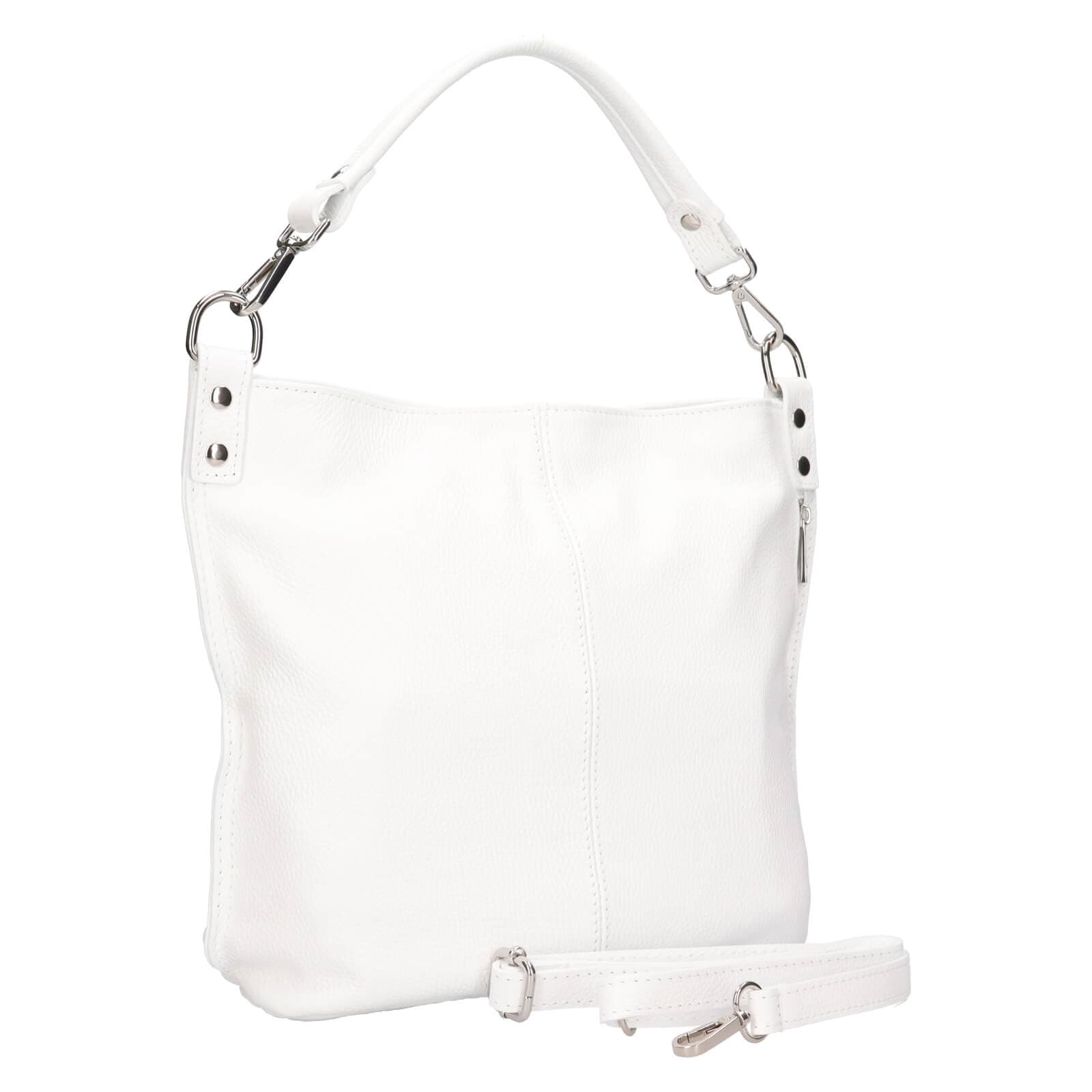 Kožená kabelka přes rameno Italia Kaly, bílá 2
