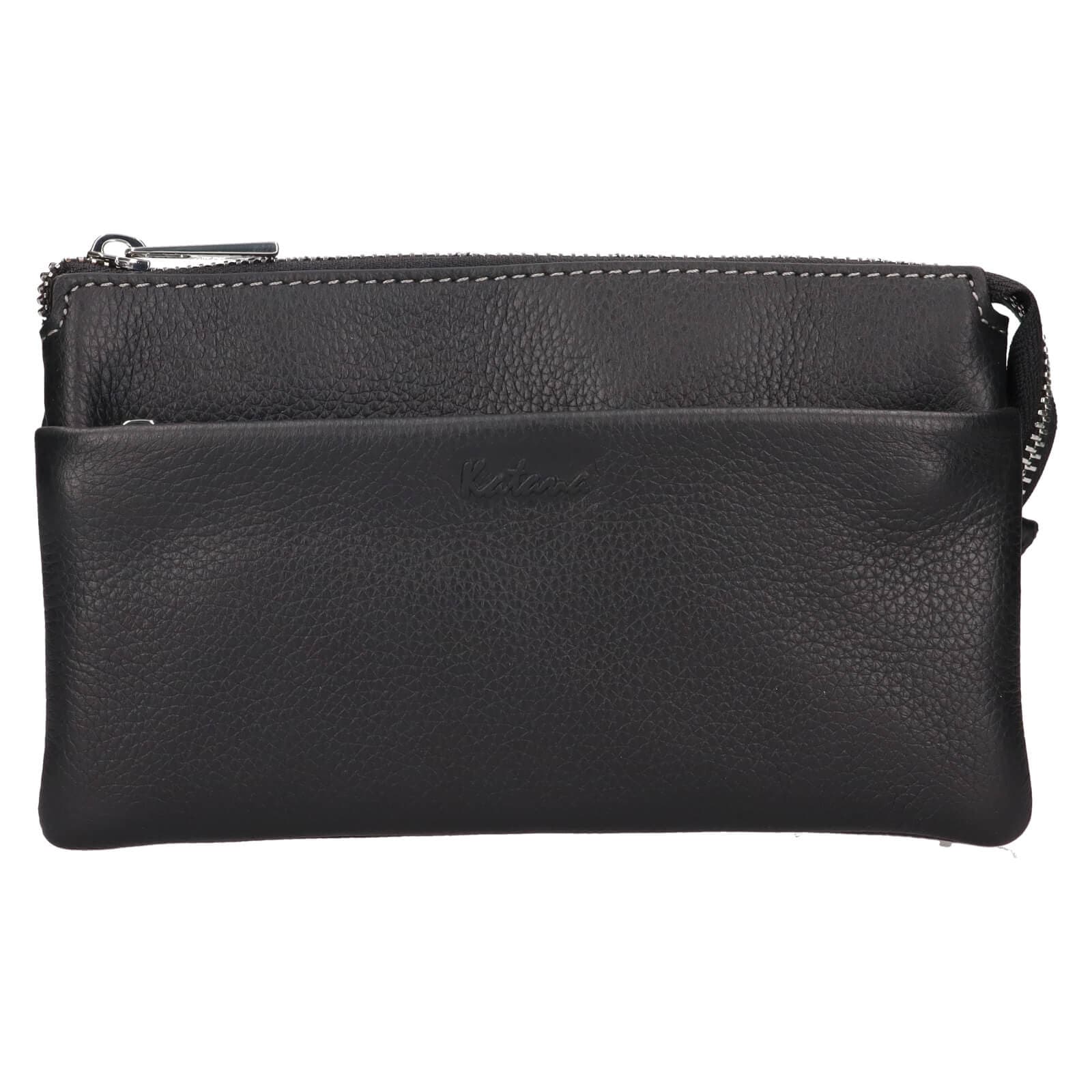 Malá kožená crossbody kabelka Katana Valli, černá