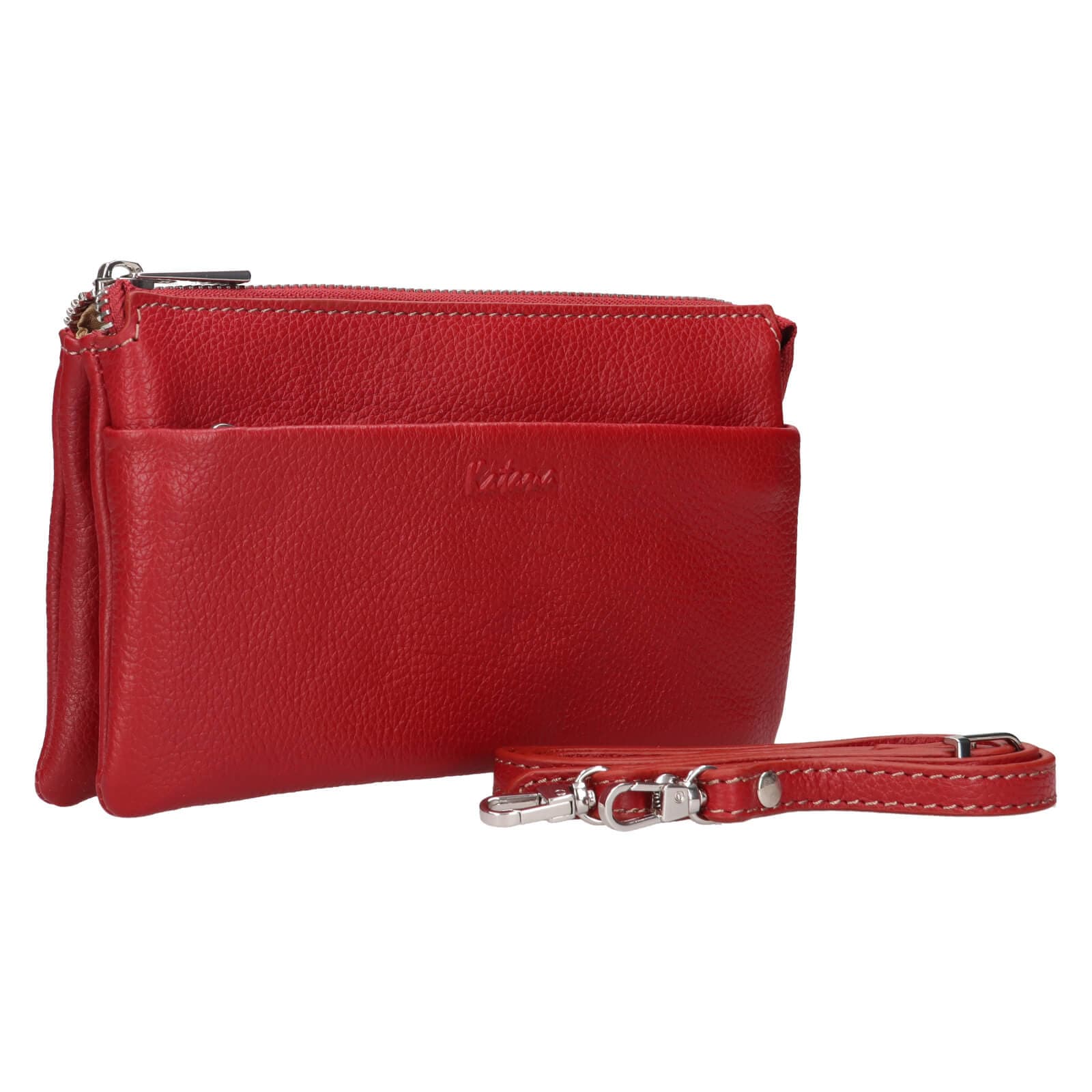Malá kožená crossbody kabelka Katana Valli, červená 2