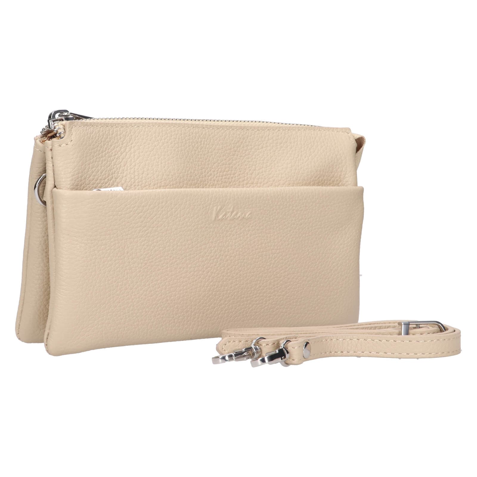 Malá kožená crossbody kabelka Katana Valli, krémová 2