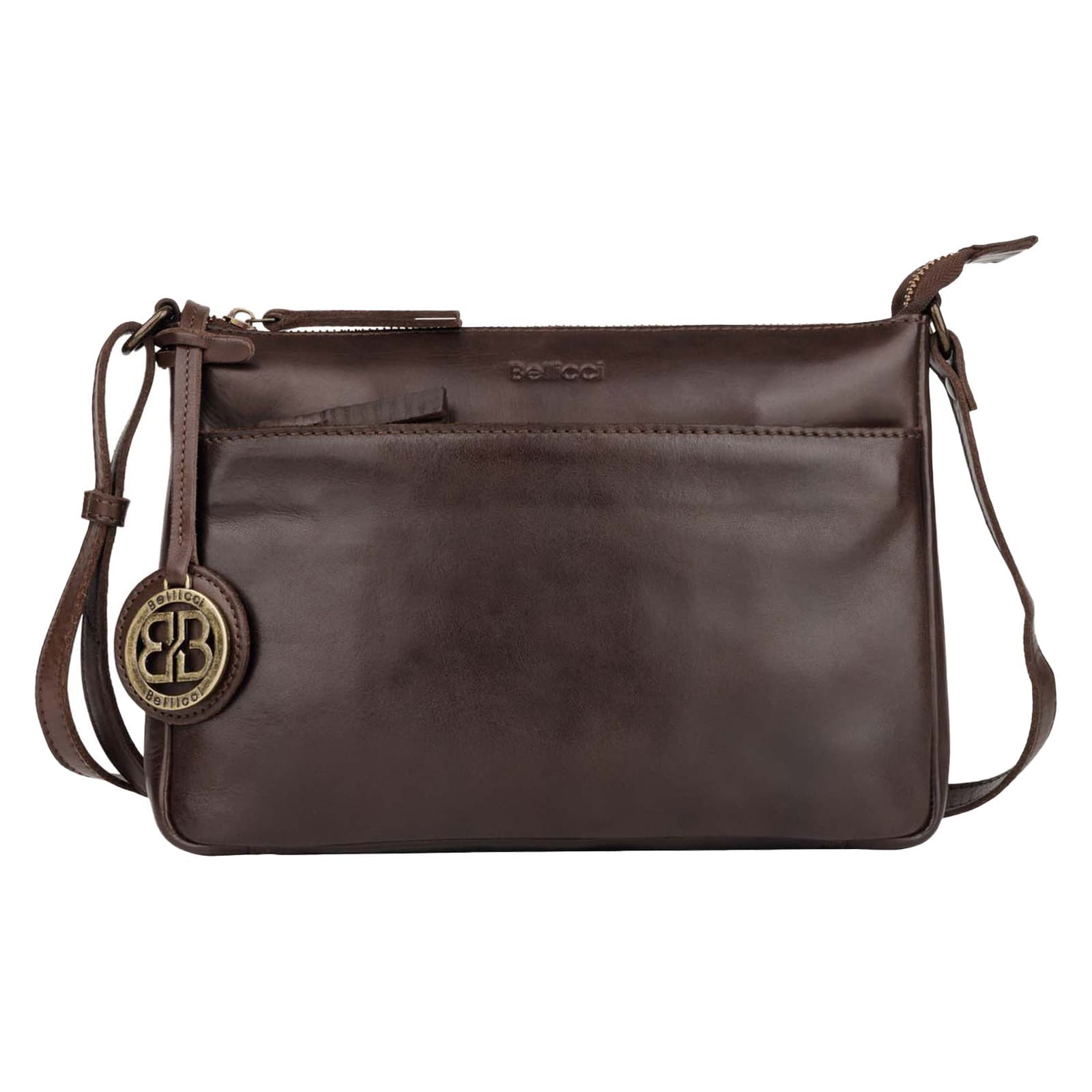Kožená crossbody kabelka Bellicci Cecilla, hnědá