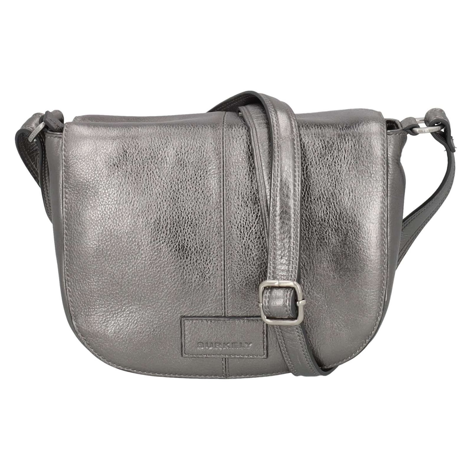 Crossbody kožená kabelka Burkely Liva, stříbrná