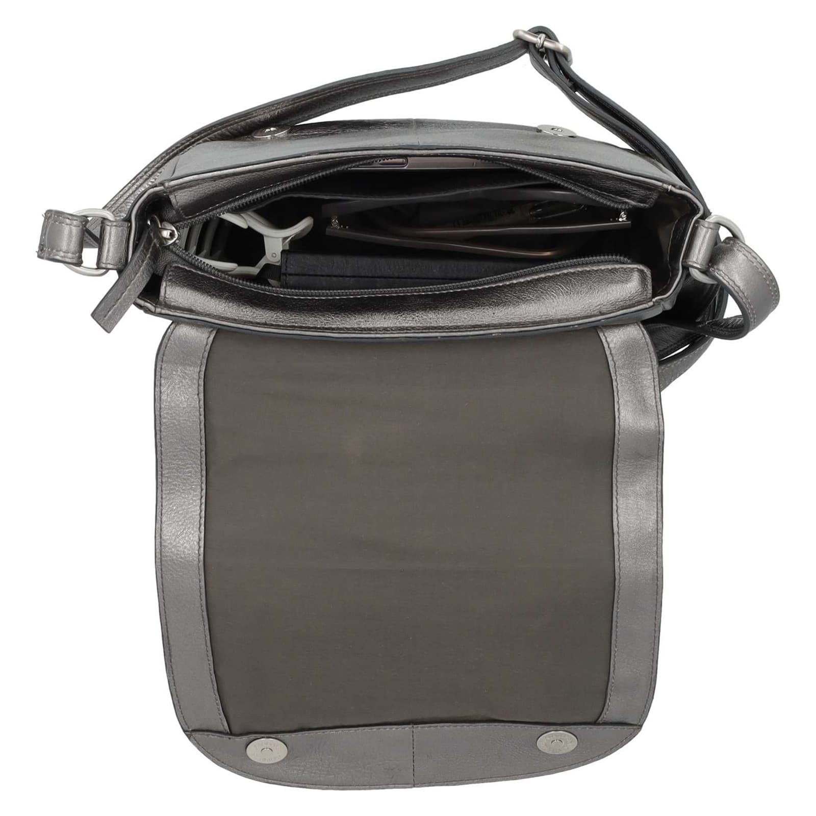 Crossbody kožená kabelka Burkely Liva, stříbrná 4