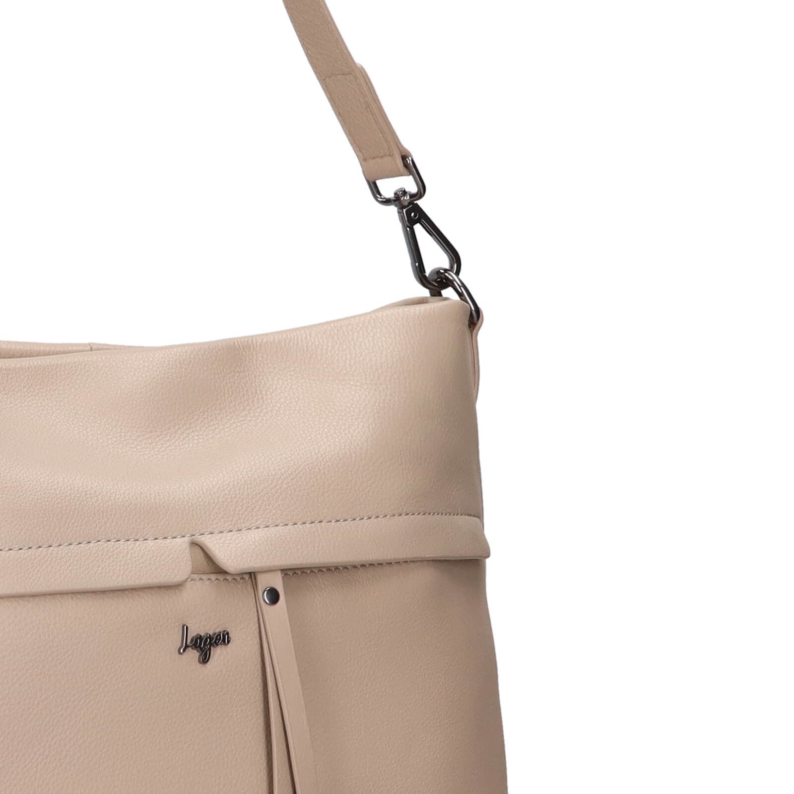 Kožená kabelka přes rameno Lagen Dortes, béžová 5