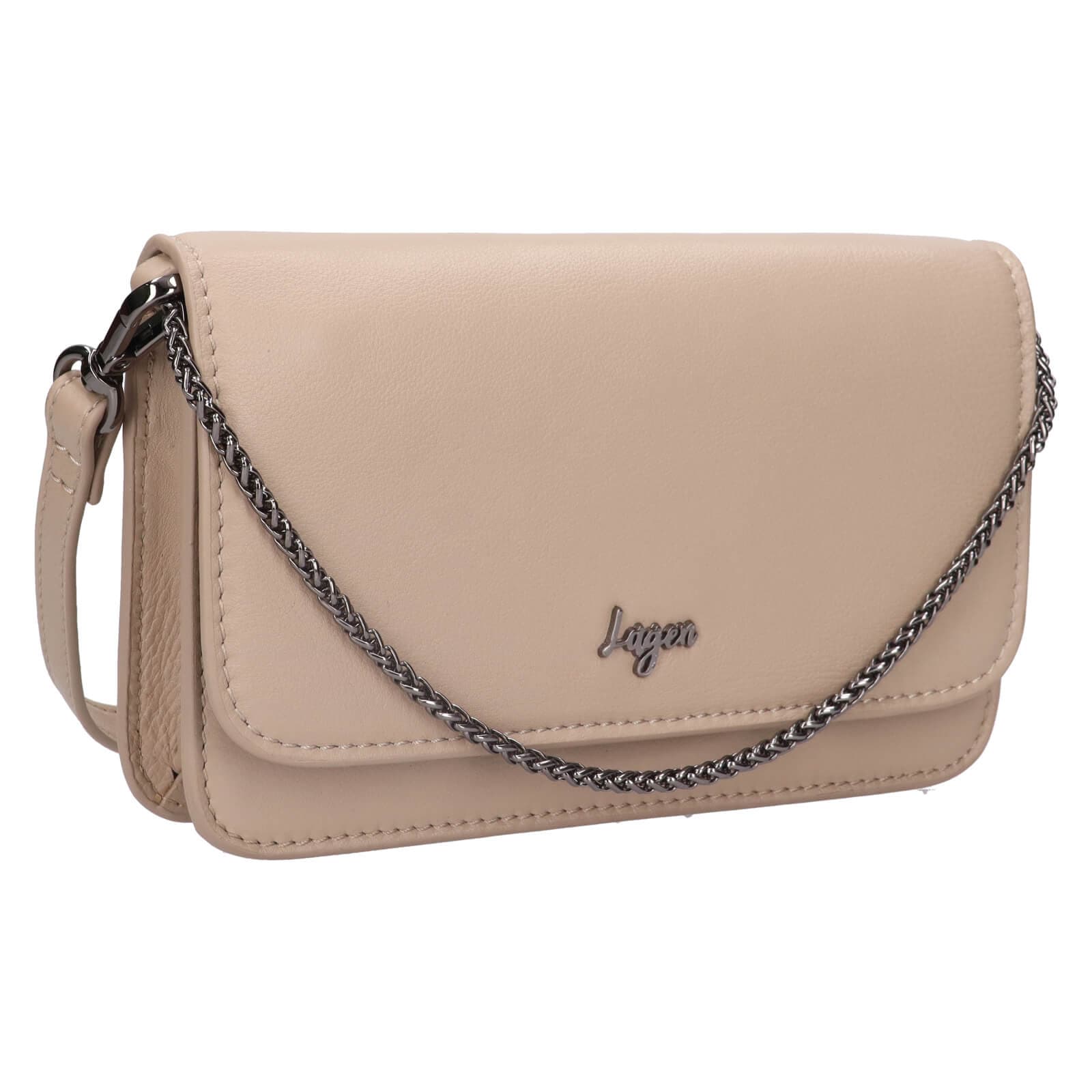 Kožená crossbody kabelka Lagen Orsa, béžová 2
