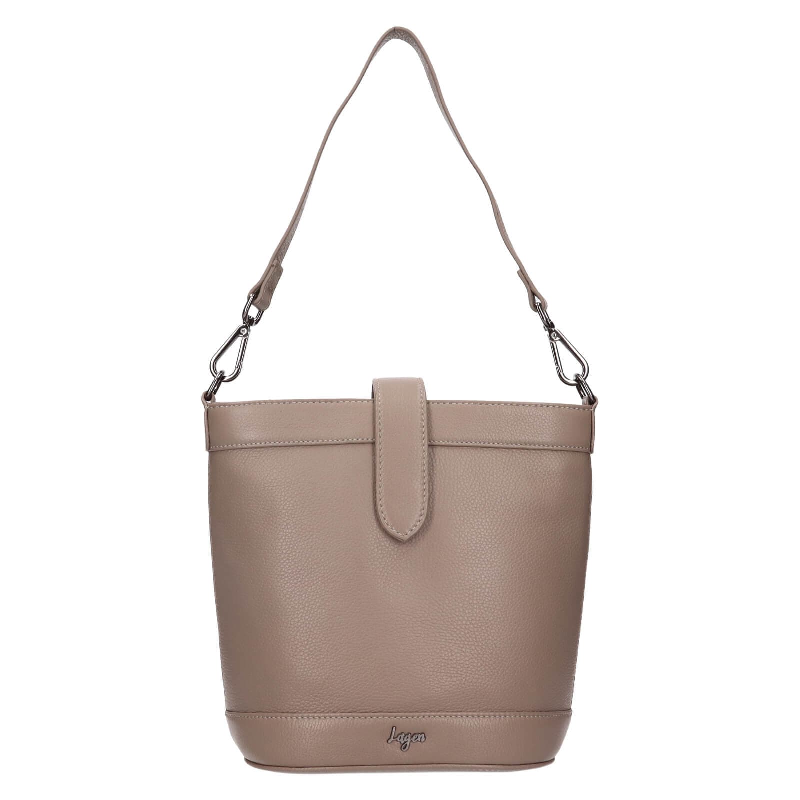 Kožená crossbody kabelka Lagen Bernea, béžová