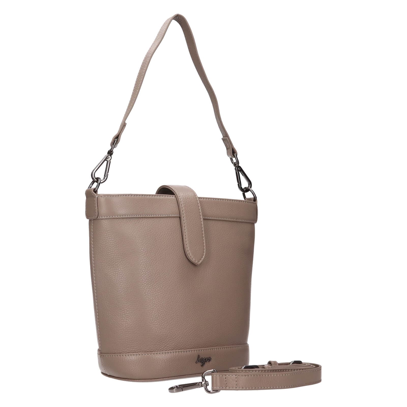 Kožená crossbody kabelka Lagen Bernea, béžová 2