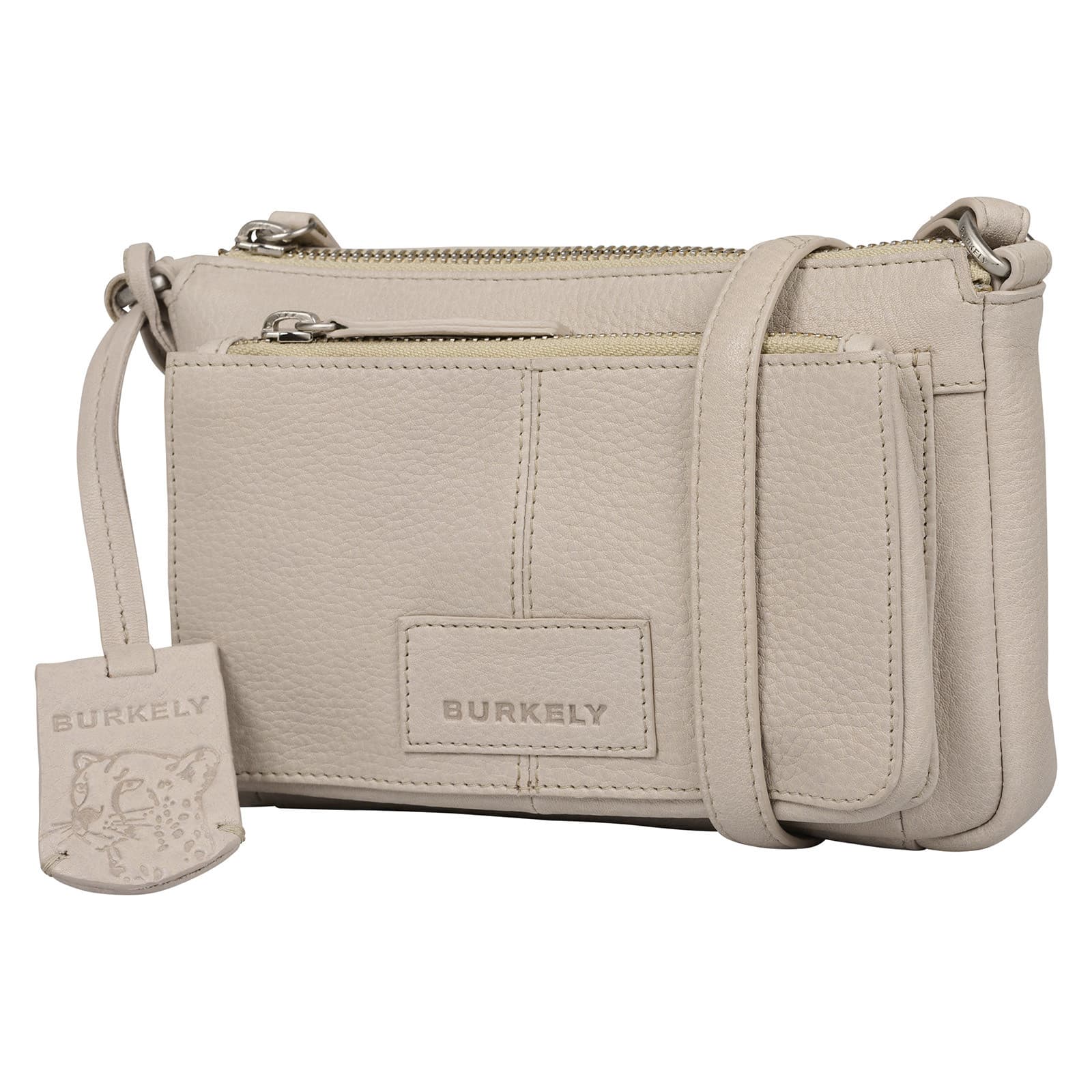 Malá kožená crossbody kabelka Burkely Nela, šedá 2