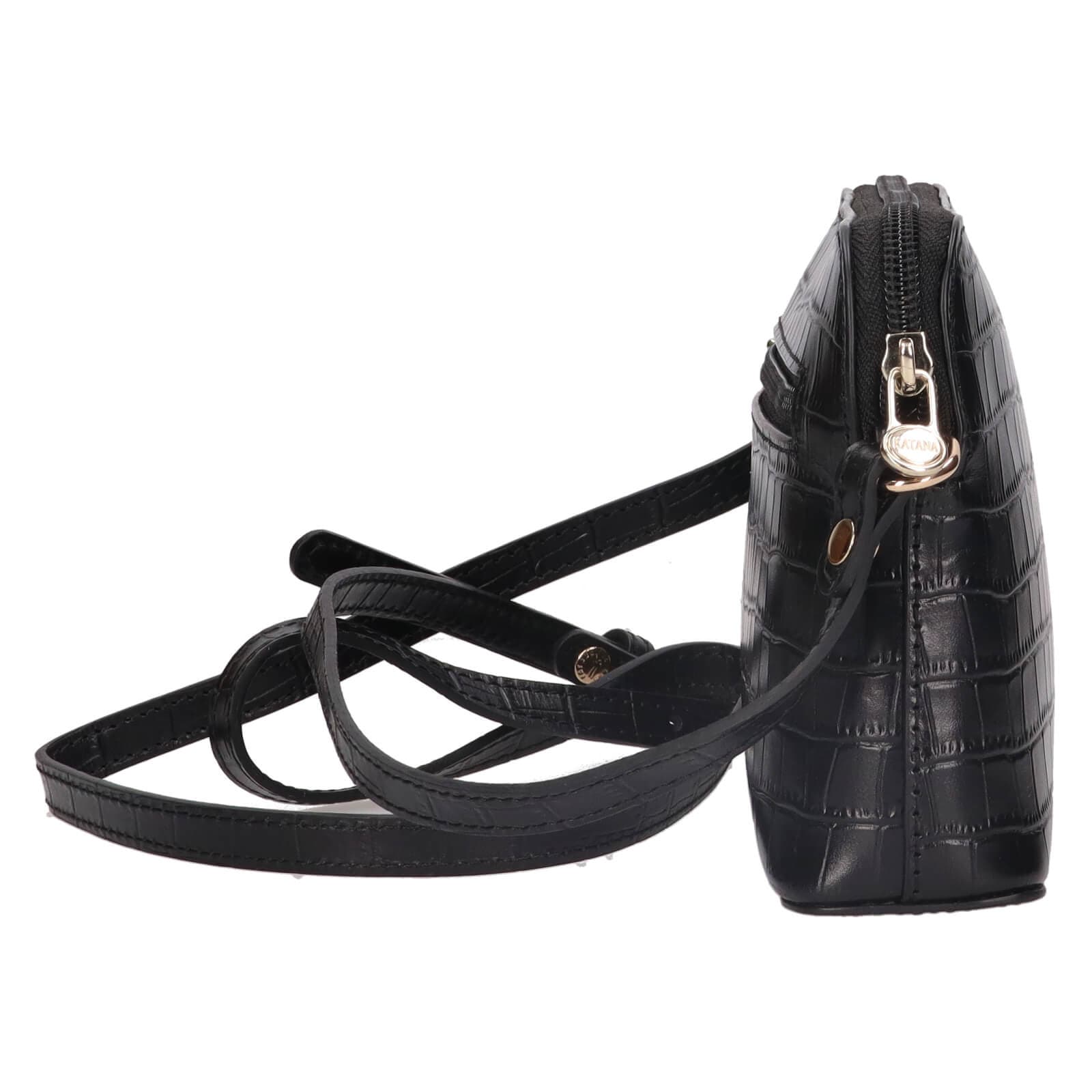 Kožená crossbody kabelka Katana Sini, černá 5