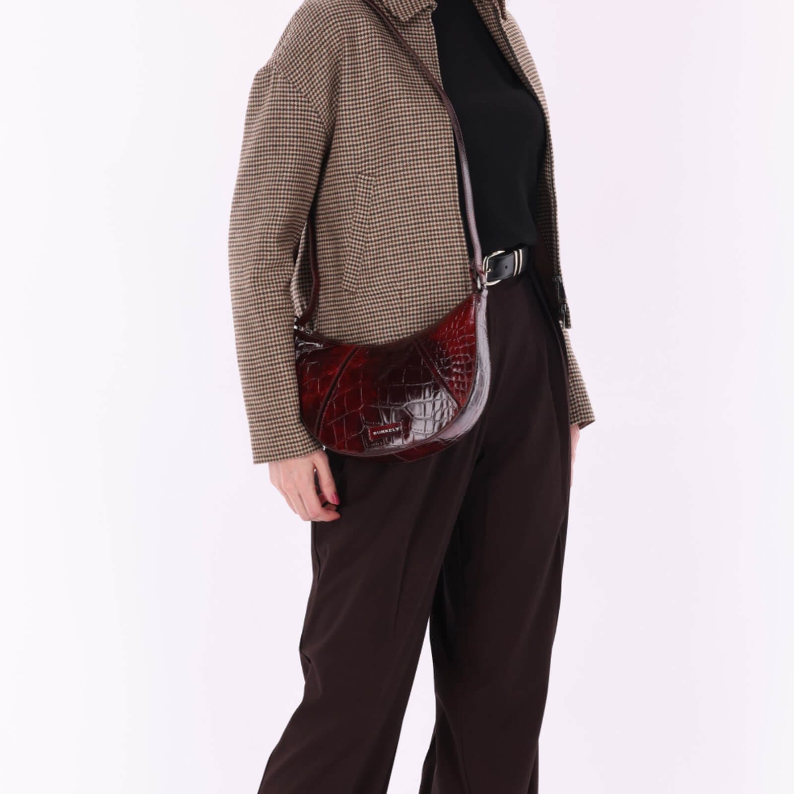 Kožená crossbody kabelka Burkely Serena, vínová 5