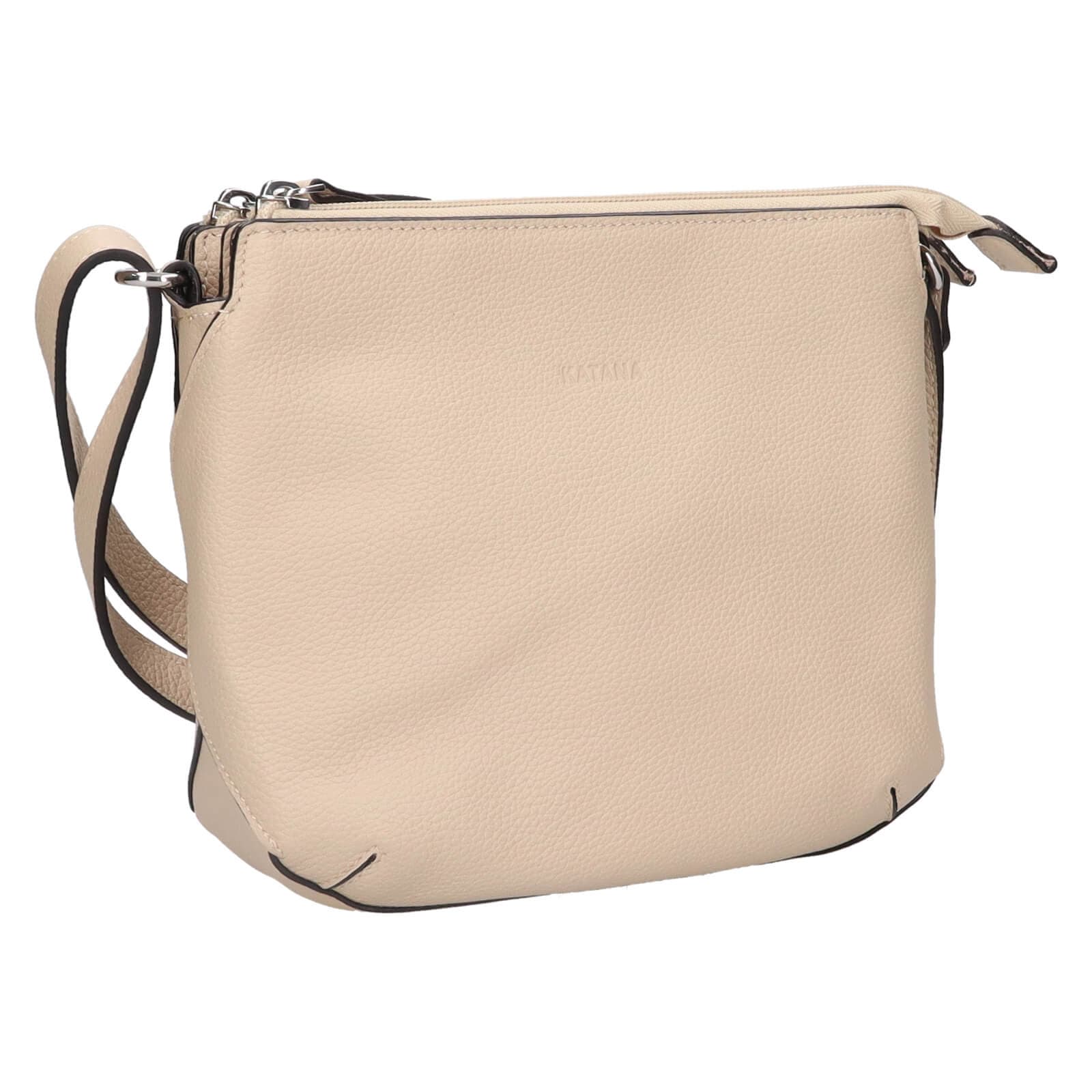 Kožená crossbody kabelka Katana Célina, krémová 2