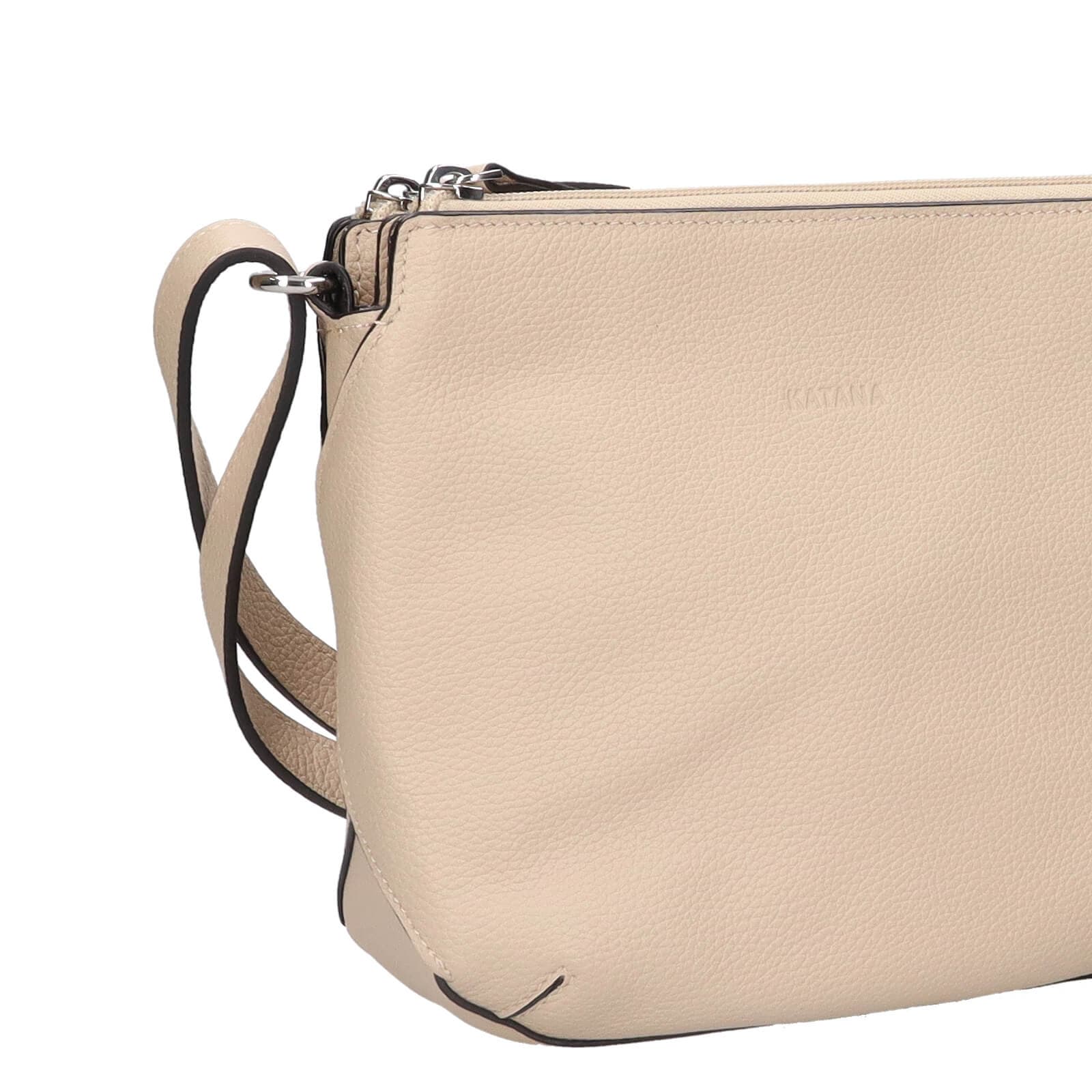 Kožená crossbody kabelka Katana Célina, krémová 5