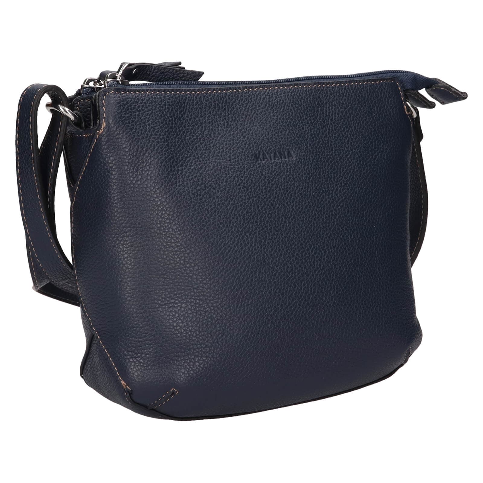 Kožená crossbody kabelka Katana Célina, modrá 2