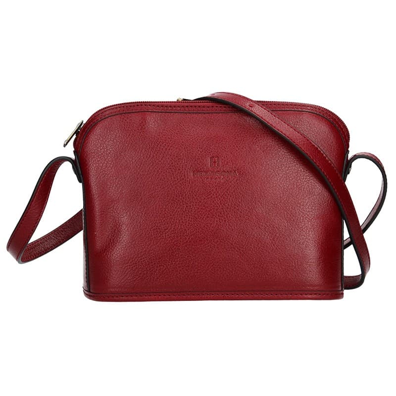 Kožená crossbody kabelka Hexagona 111747, vínová