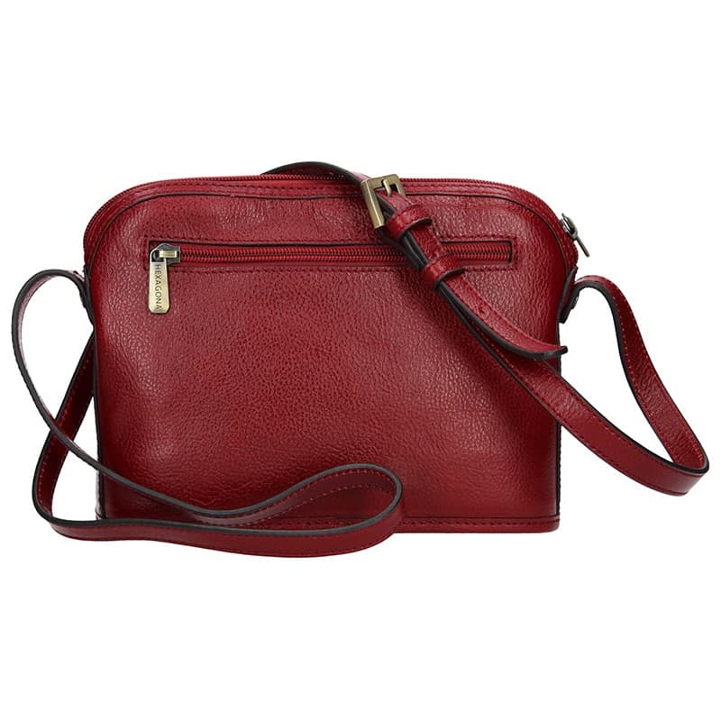 Kožená crossbody kabelka Hexagona 111747, vínová 3