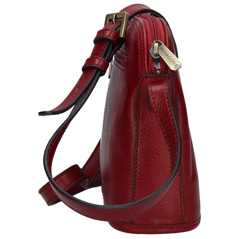 Kožená crossbody kabelka Hexagona 111747, vínová 4