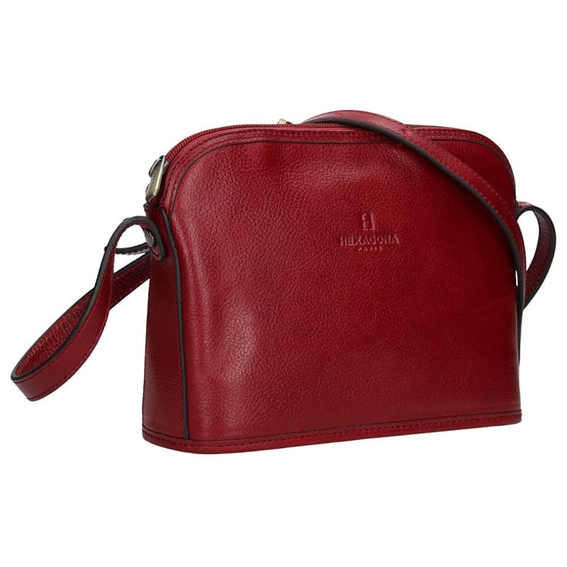Kožená crossbody kabelka Hexagona 111747, vínová 2