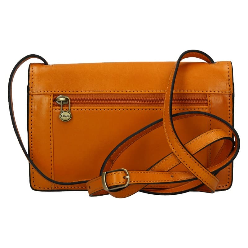Kožená crossbody kabelka Katana Nicca, oranžová 3