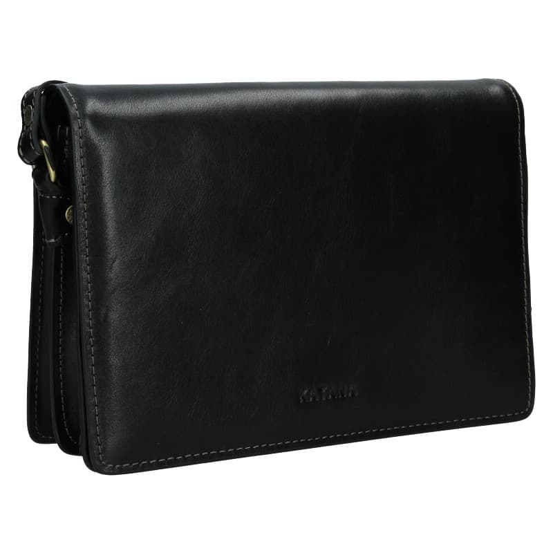 Kožená crossbody kabelka Katana Amande, černá 2