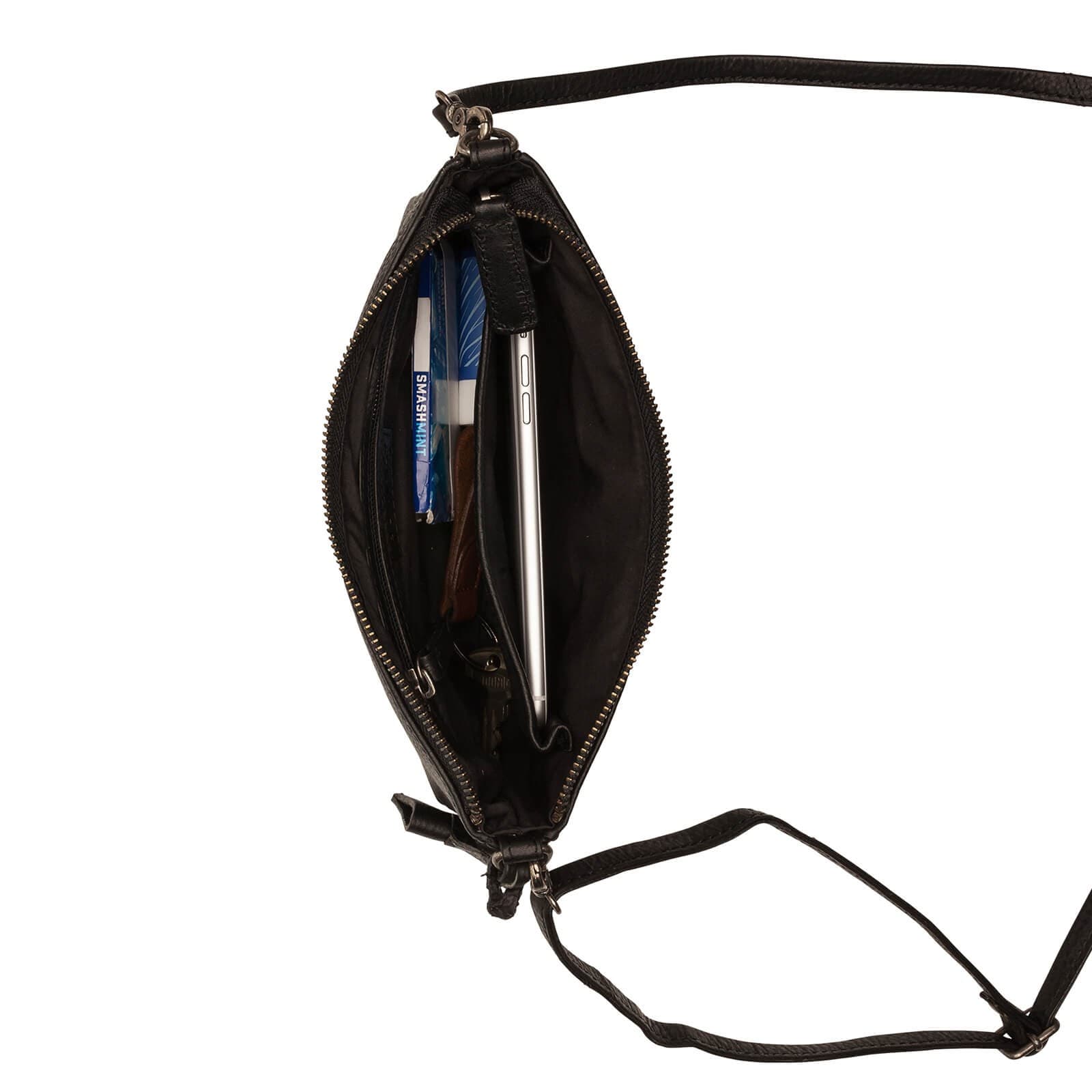Crossbody kožená kabelka Burkely Evita, černá 5