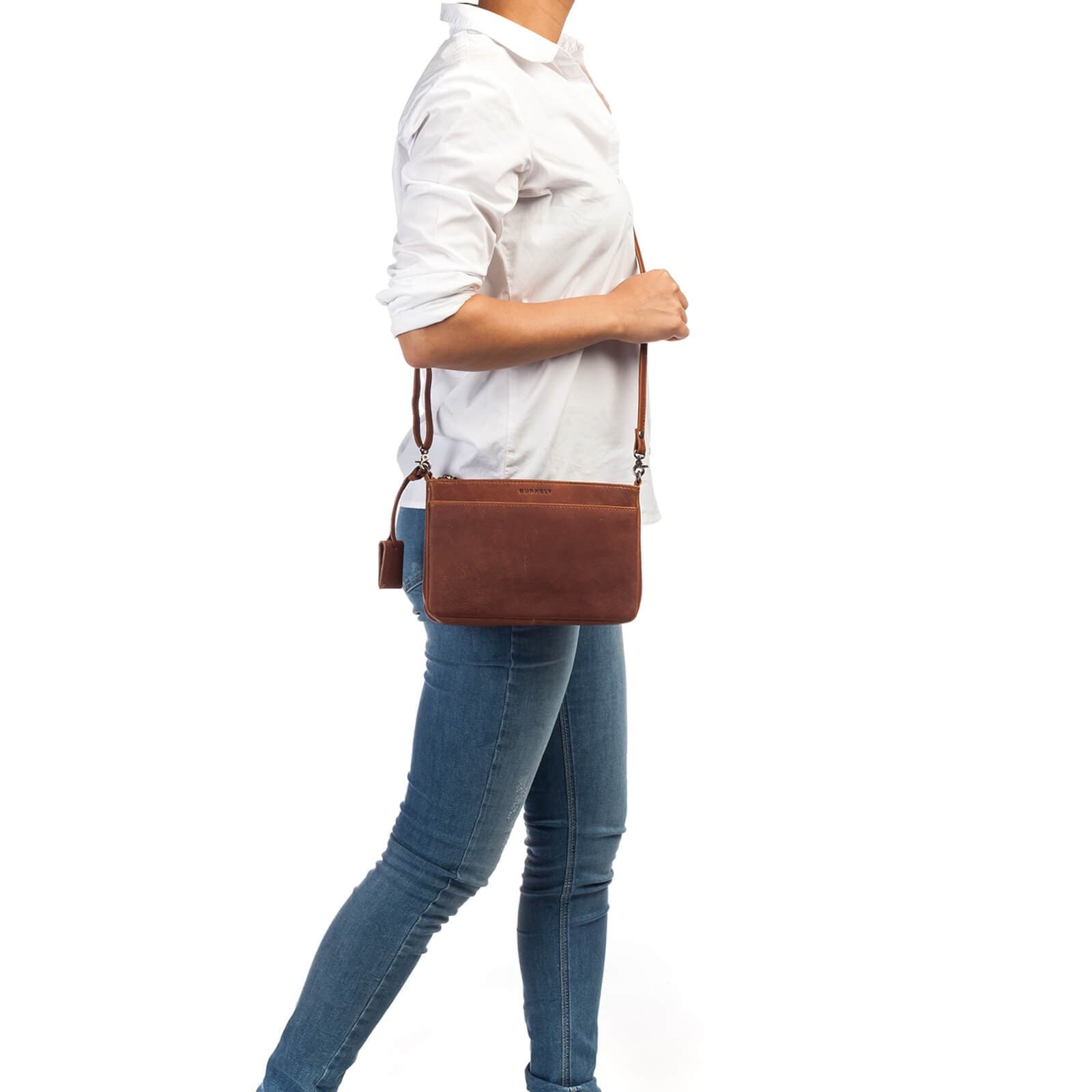 Crossbody kožená kabelka Burkely Evita, hnědá 4