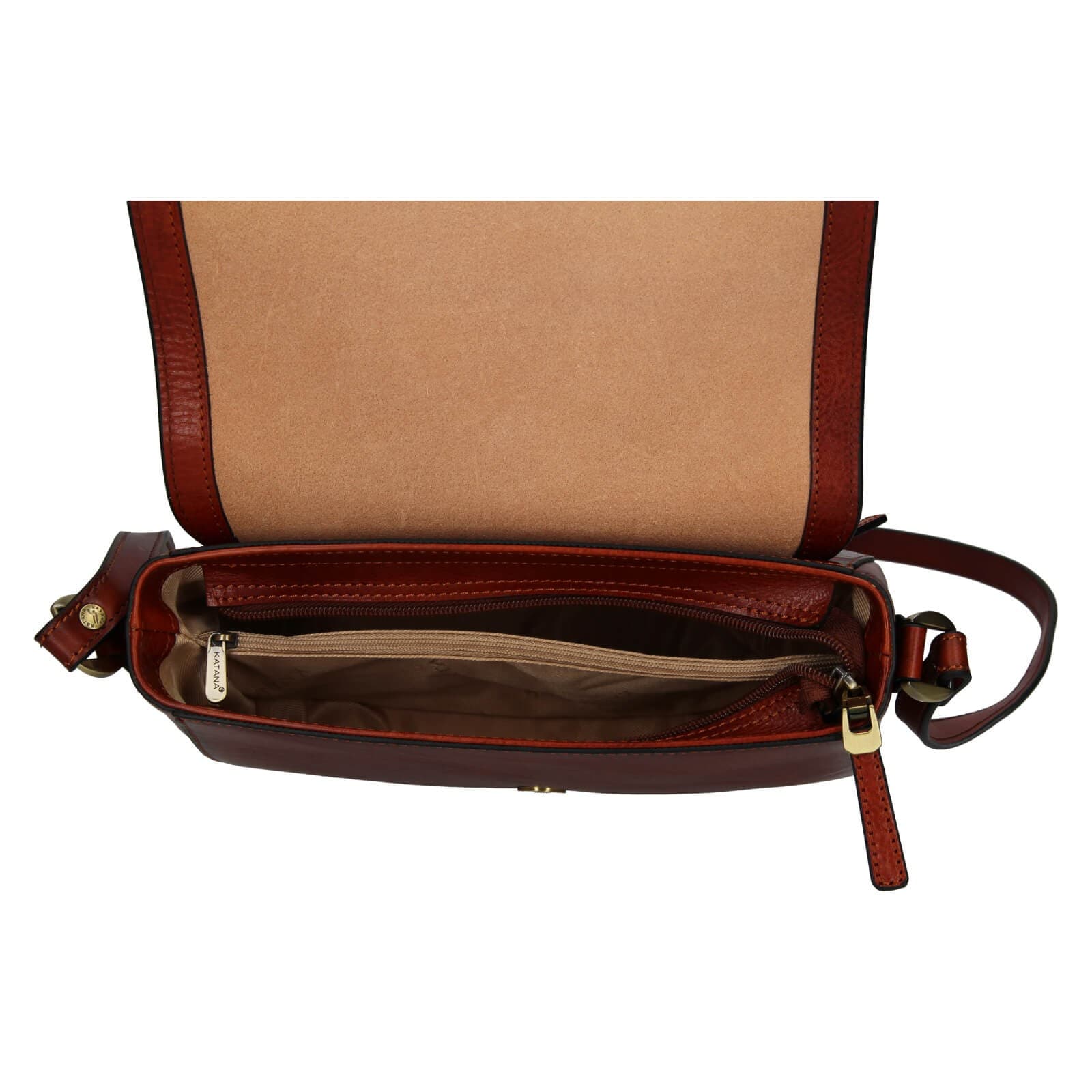Kožená crossbody kabelka Katana Niola, hnědá 6