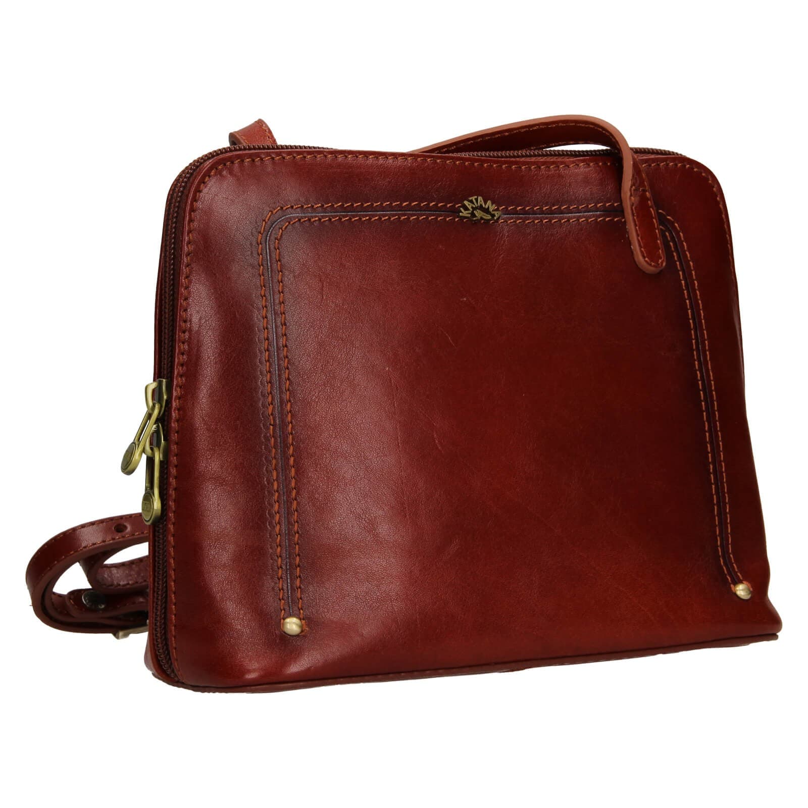 Kožená crossbody kabelka Katana Frenita, hnědá 2