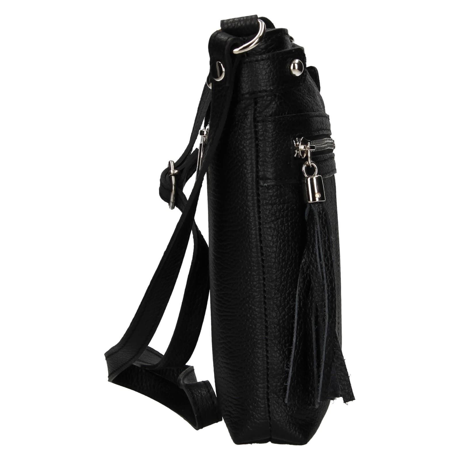 Kožená crossbody kabelka Italia Laura, černá 4