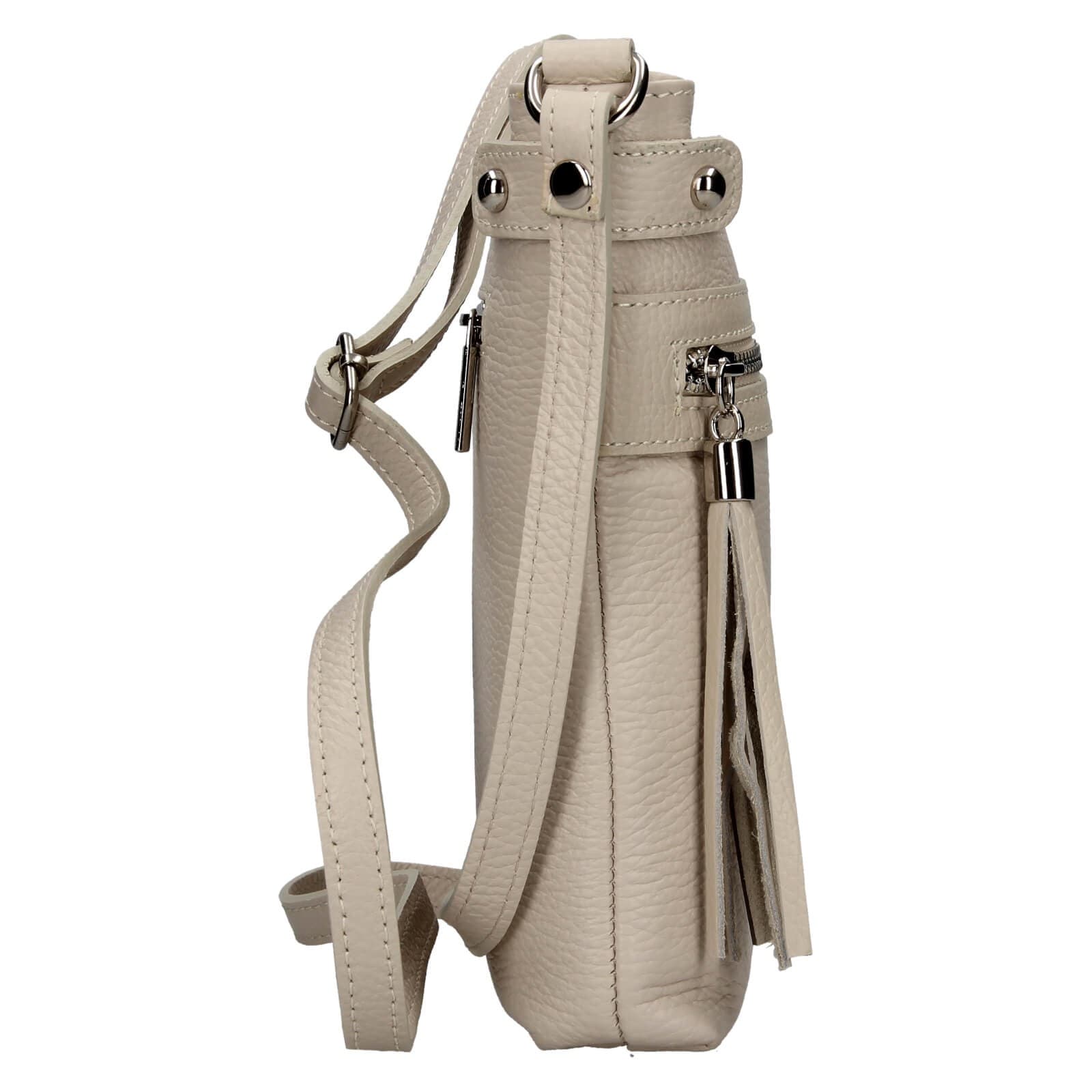Kožená crossbody kabelka Italia Laura, béžová 4