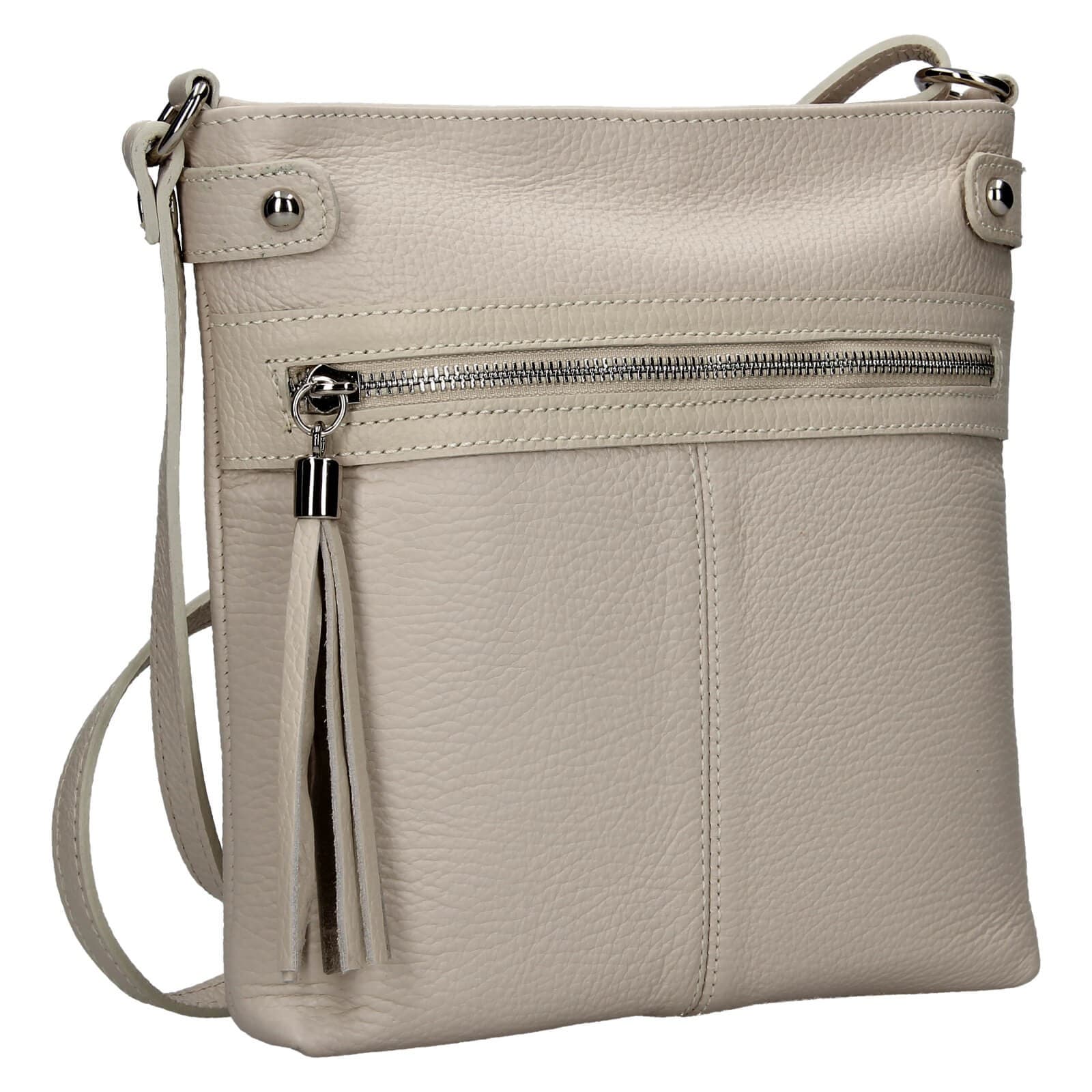 Kožená crossbody kabelka Italia Laura, béžová 2