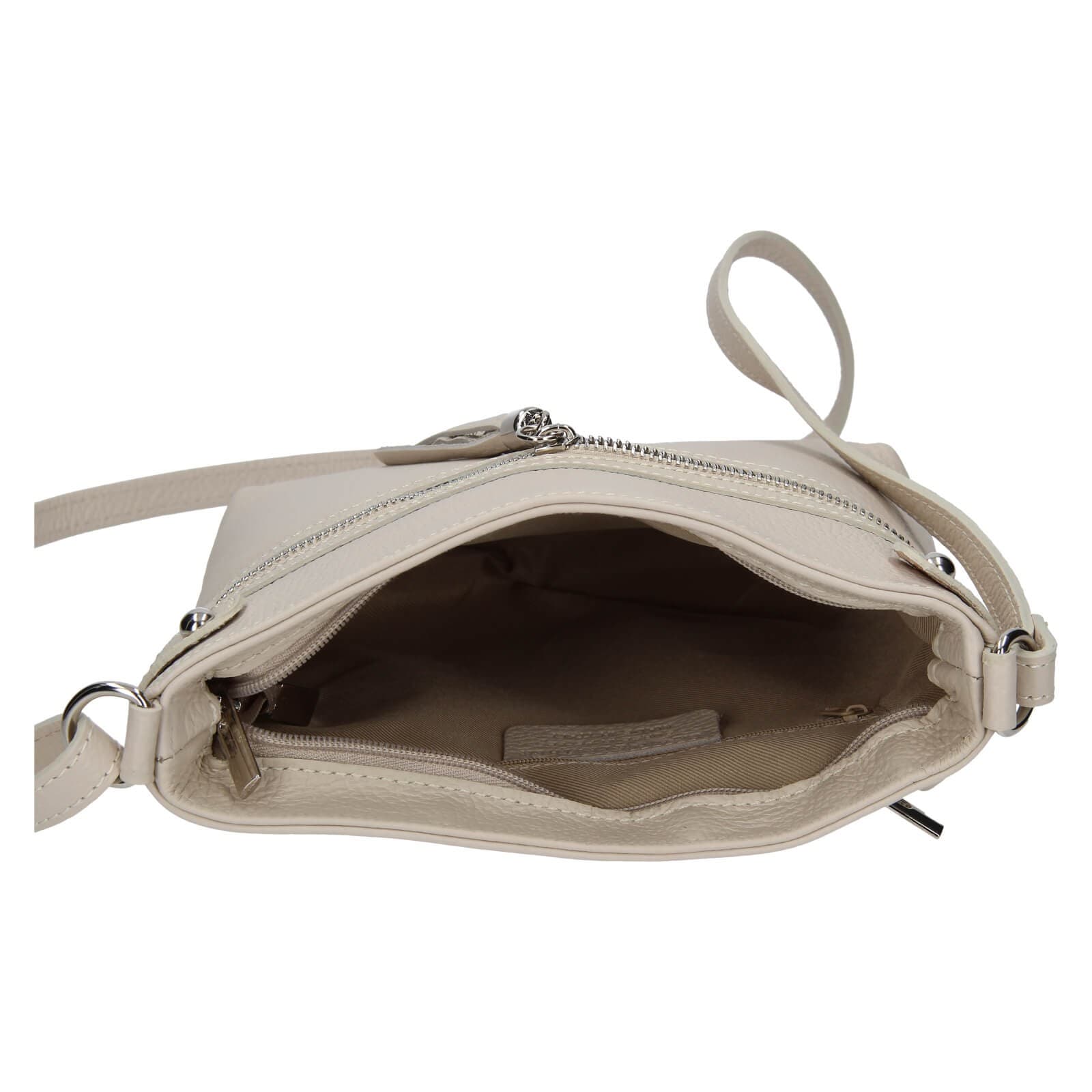 Kožená crossbody kabelka Italia Laura, béžová 5