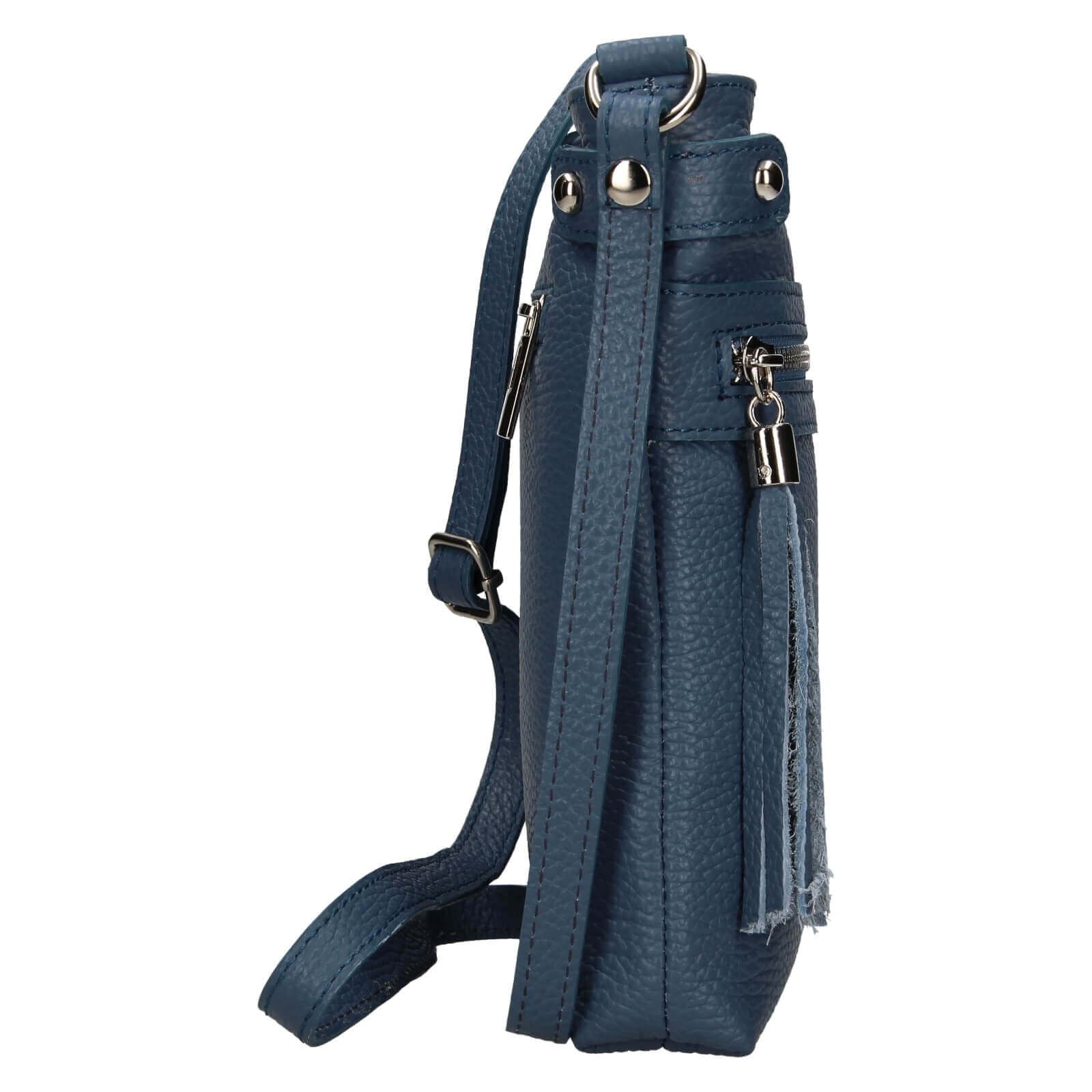 Kožená crossbody kabelka Italia Laura, modrá 4