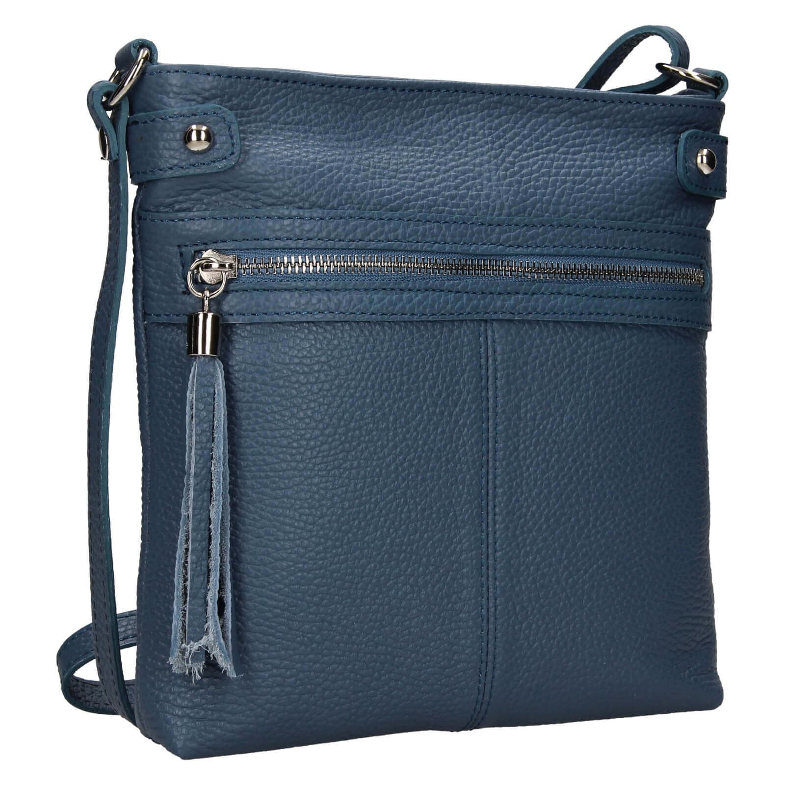 Kožená crossbody kabelka Italia Laura, modrá 2