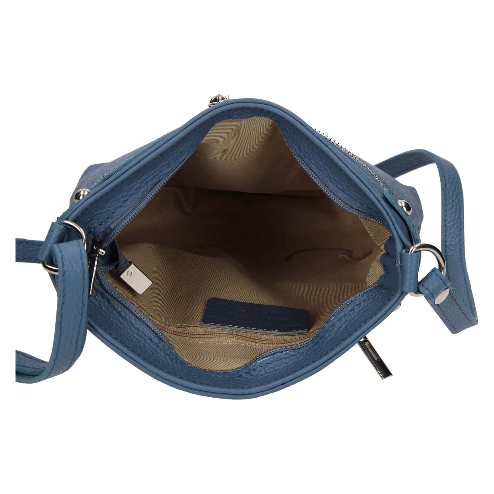 Kožená crossbody kabelka Italia Laura, modrá 5