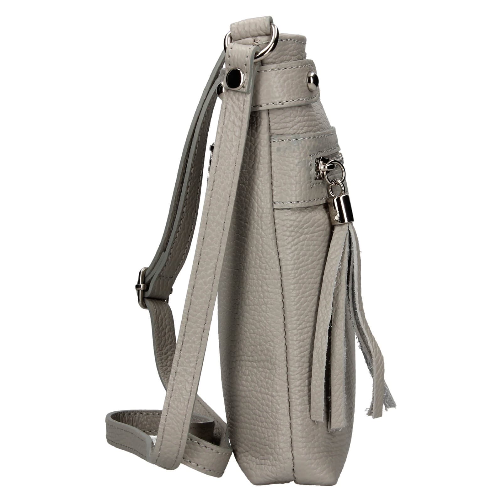Kožená crossbody kabelka Italia Laura, šedá 4