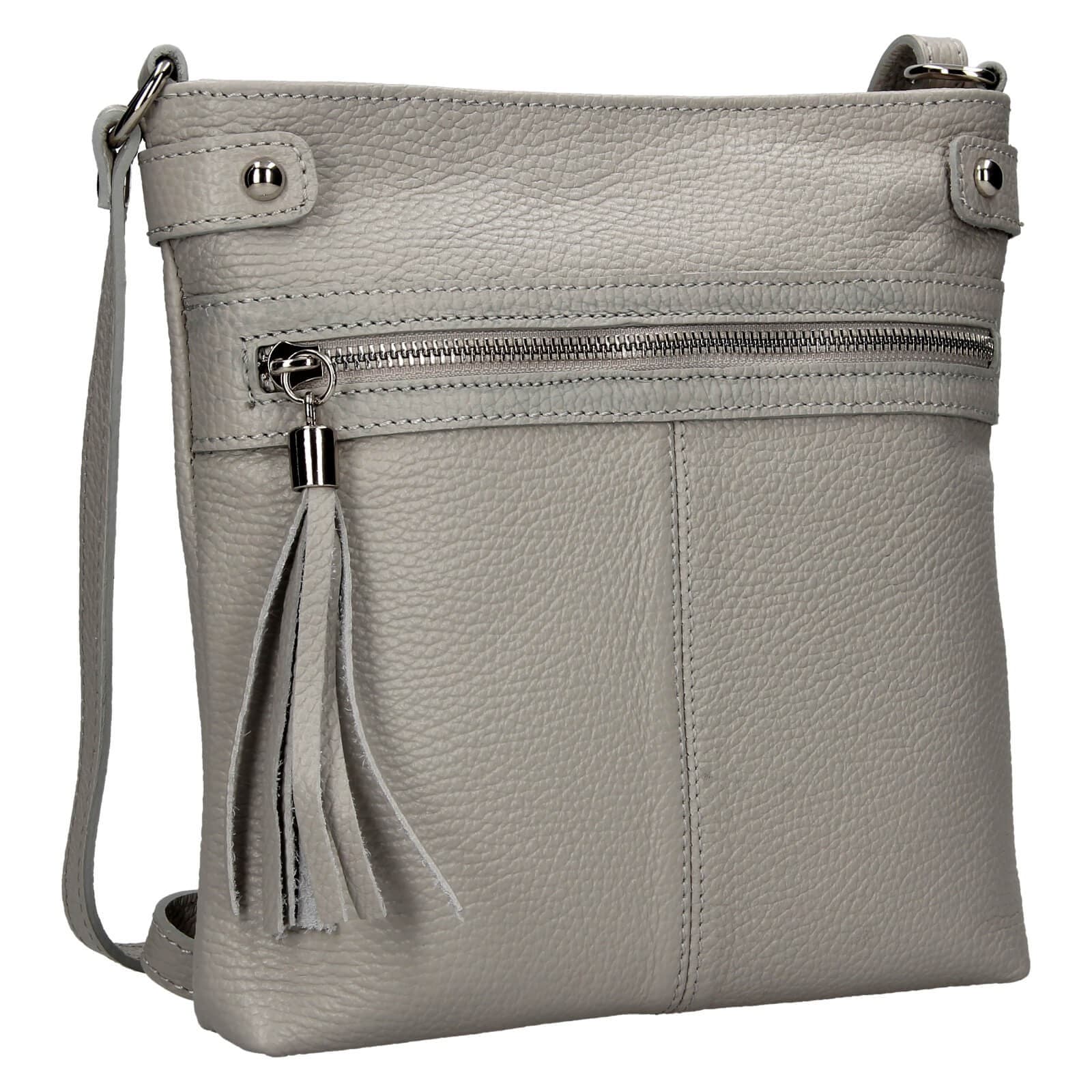 Kožená crossbody kabelka Italia Laura, šedá 2
