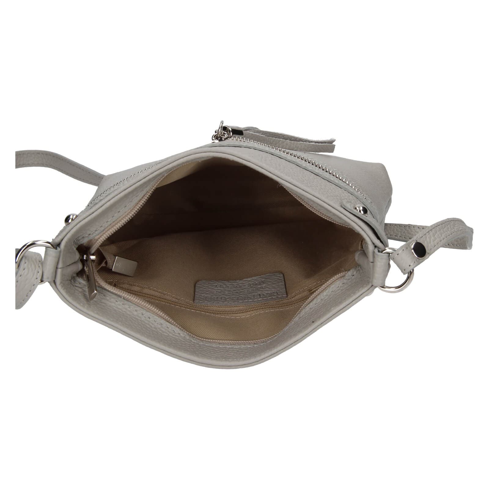 Kožená crossbody kabelka Italia Laura, šedá 5