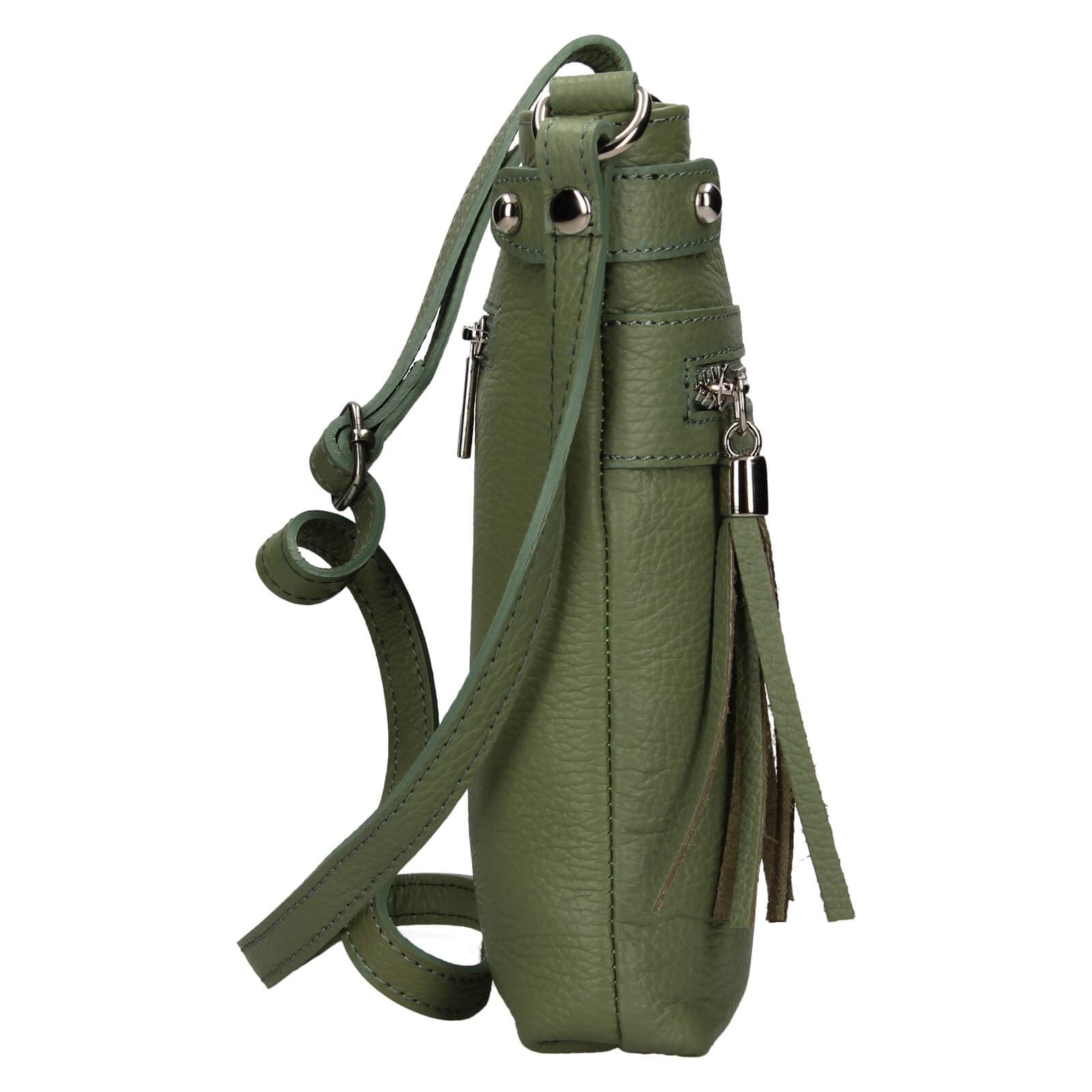 Kožená crossbody kabelka Italia Laura, zelená 4