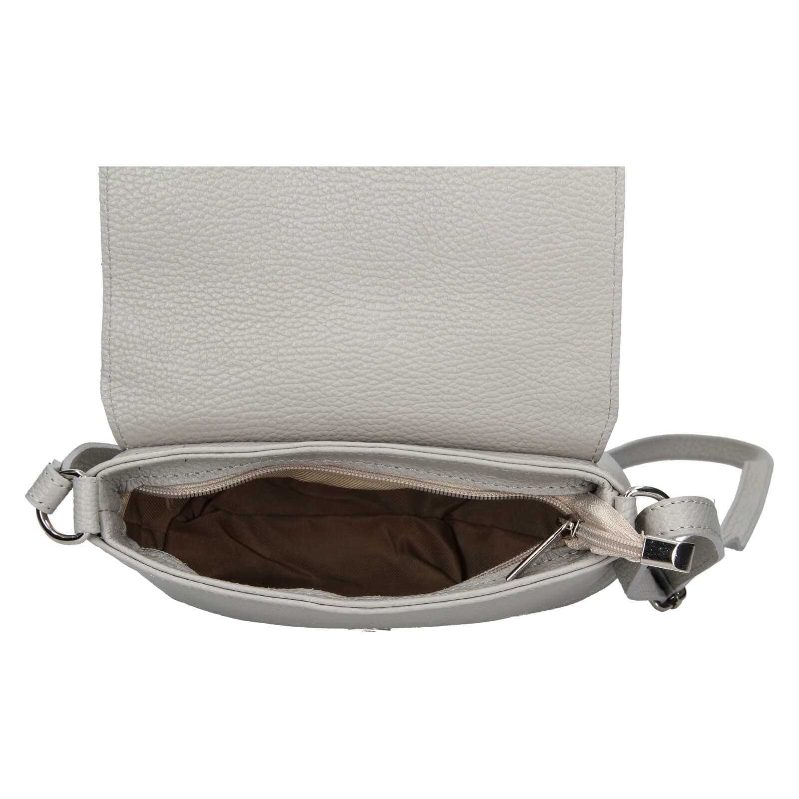 Kožená crossbody kabelka Italia Alice, šedá 5