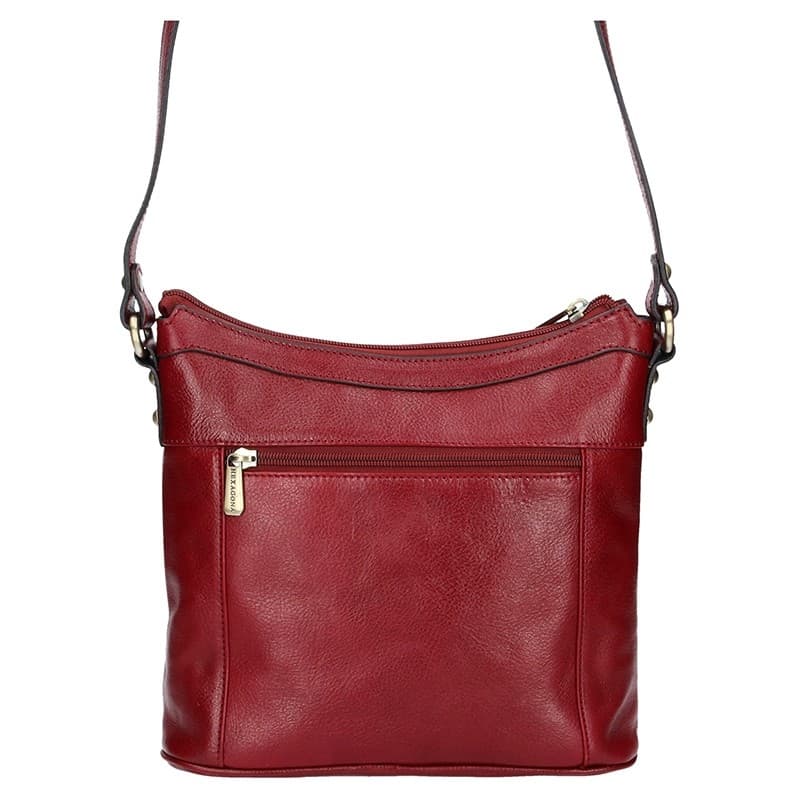 Luxusní kožené crossbody Hexagona 113032- vínová 4