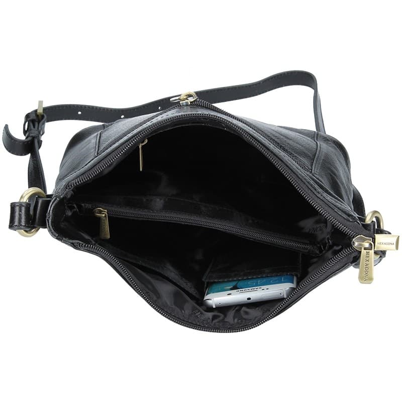 Luxusní kožené crossbody Hexagona 113032- černá 5