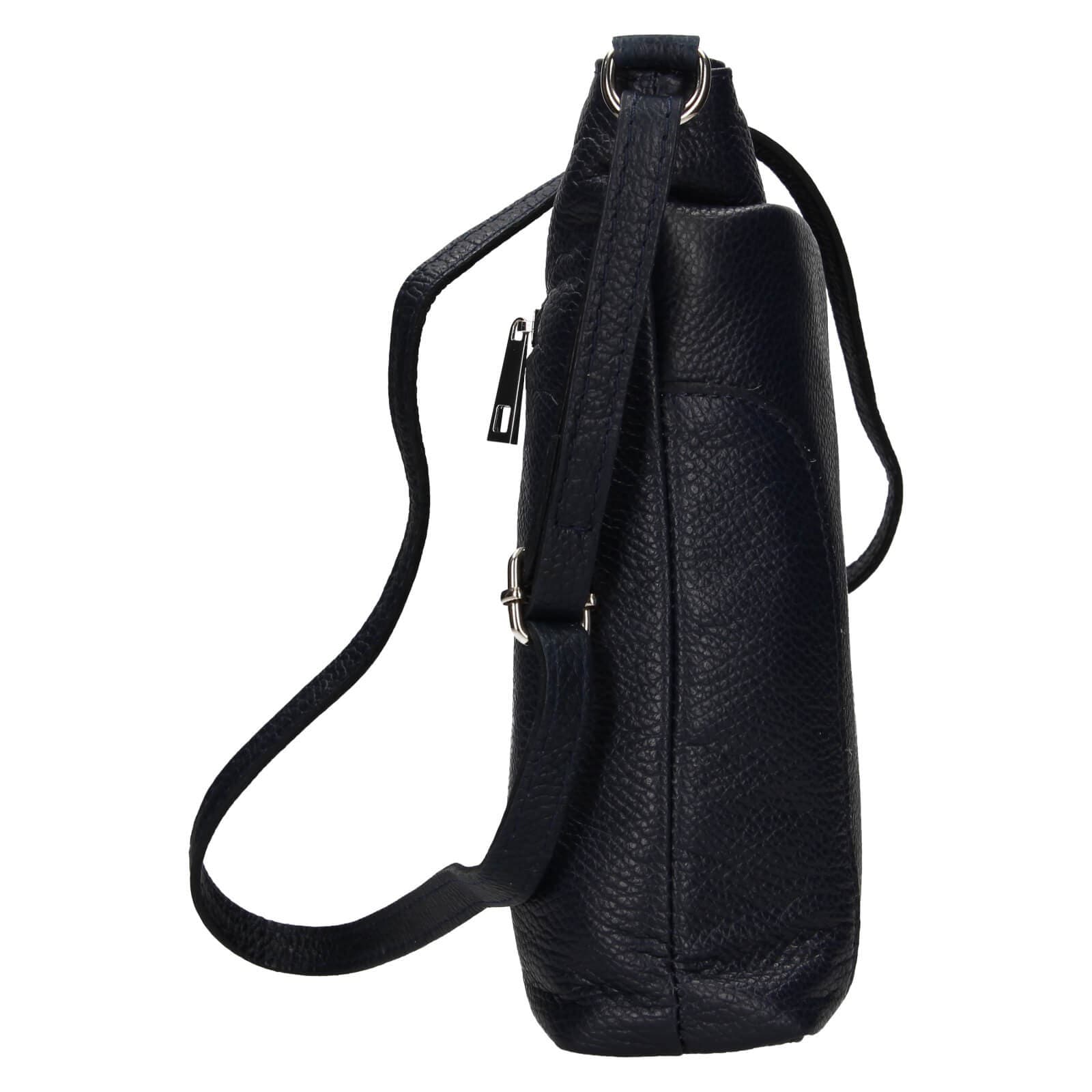 Kožená crossbody kabelka Italia Emma, modrá 4