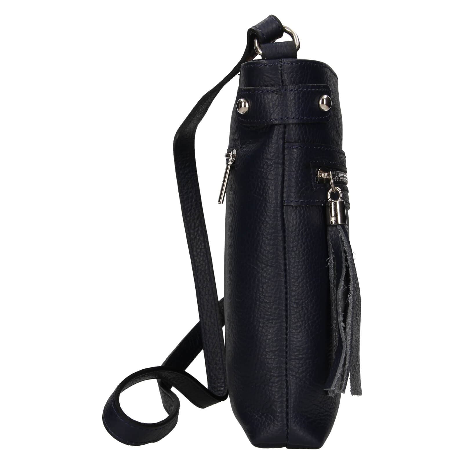 Kožená crossbody kabelka Italia Laura, modrá 4