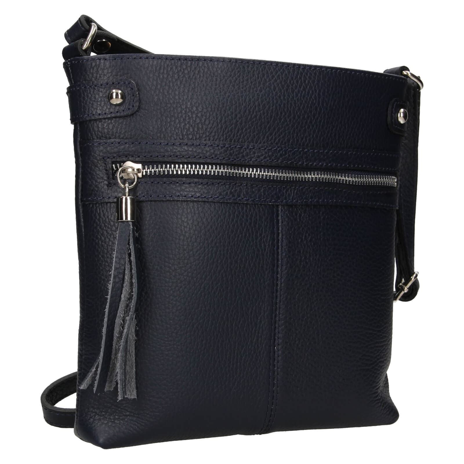 Kožená crossbody kabelka Italia Laura, modrá 2